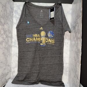 Adidas NBA Golden State Warriors 2017 V-Neck T-Shirt Women's Large Short Sleeves